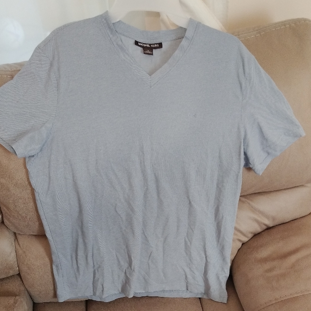 Michael Kors Sky Blue V-Neck Men's Tee